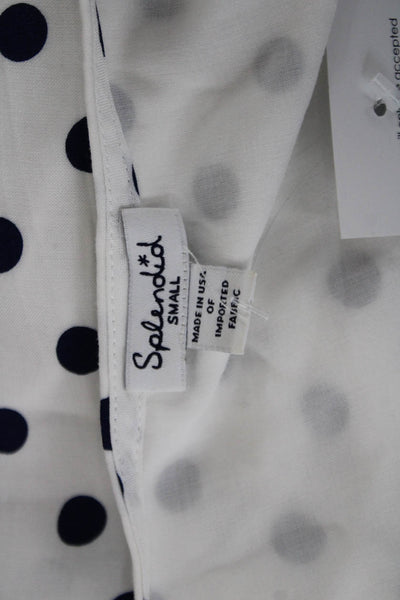 Splendid Womens White Polka Dot Rayon Camisole Round Neck Sleeveless Size S