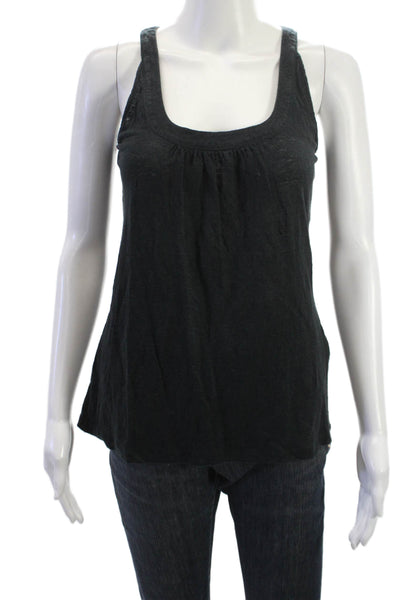 Joie Womens Basic Sleeveless Square Neck Linen Tank Black Size S
