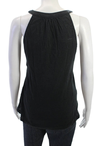 Joie Womens Basic Sleeveless Square Neck Linen Tank Black Size S