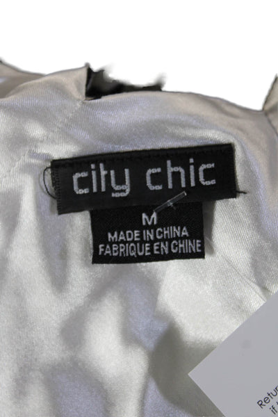 City Chic Women Black Floral Overall Dress Size M
