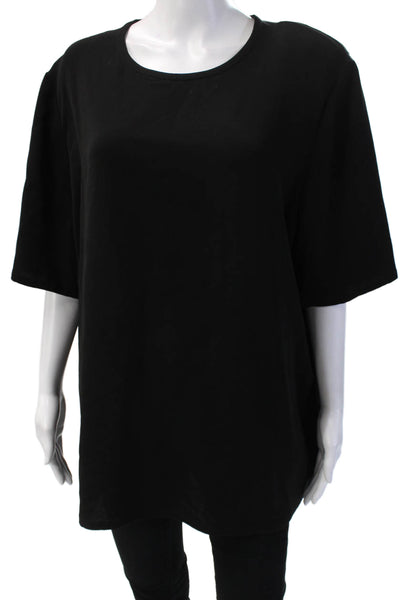Hino & Malee III Women Basic Black Blouse Short Sleeve Round Neck Button Size S