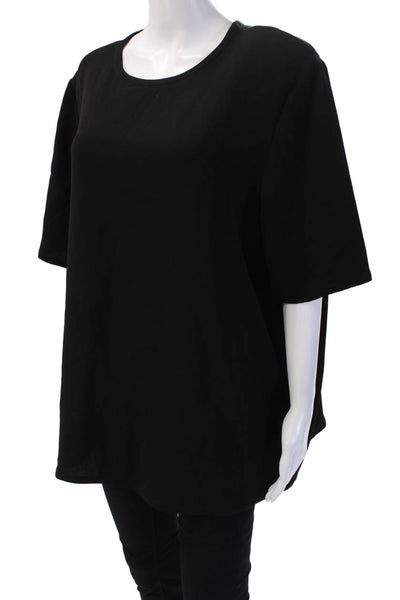 Hino & Malee III Women Basic Black Blouse Short Sleeve Round Neck Button Size S