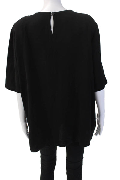 Hino & Malee III Women Basic Black Blouse Short Sleeve Round Neck Button Size S