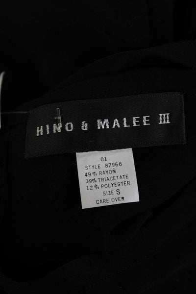 Hino & Malee III Women Basic Black Blouse Short Sleeve Round Neck Button Size S