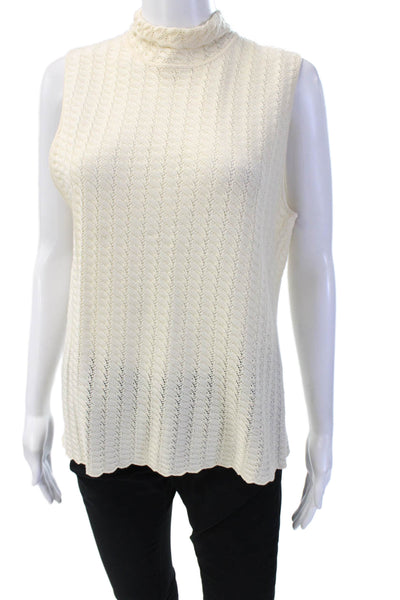 Dana Buchman Women Sleeveless Mock Neck Wool Blend Tank Beige Size XL
