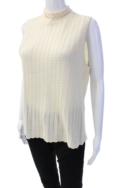 Dana Buchman Women Sleeveless Mock Neck Wool Blend Tank Beige Size XL