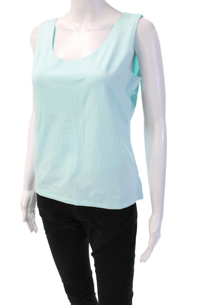 A'nue Ligne Women Light Blue Basic Sleeveless Tank Round Neck 88% TACTEL Size L