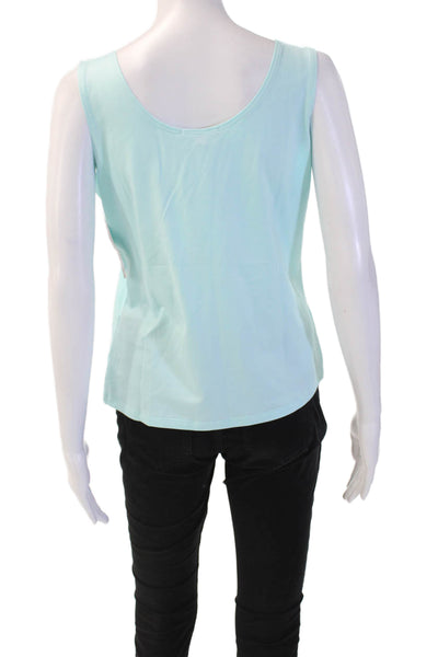 A'nue Ligne Women Light Blue Basic Sleeveless Tank Round Neck 88% TACTEL Size L