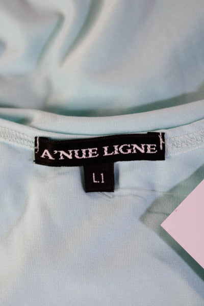 A'nue Ligne Women Light Blue Basic Sleeveless Tank Round Neck 88% TACTEL Size L