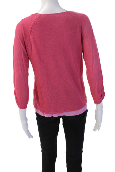 Olo Womens Basic V Neck Pink 3/4 Sleeve Blouse Size XL