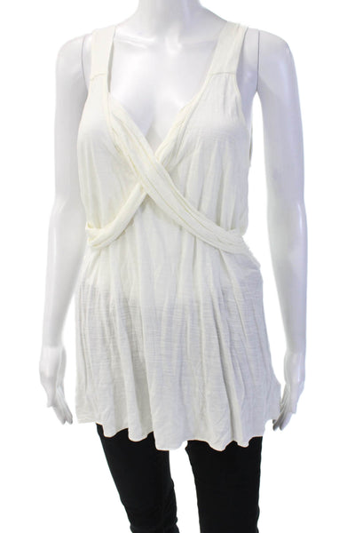 Ogle Womens Tunic Sleeveless White 100% Rayon Boho Size L