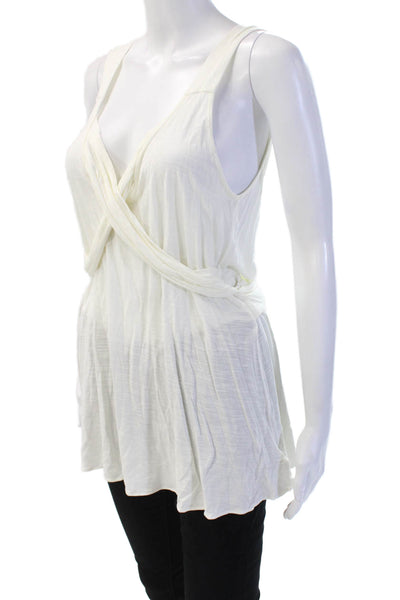 Ogle Womens Tunic Sleeveless White 100% Rayon Boho Size L