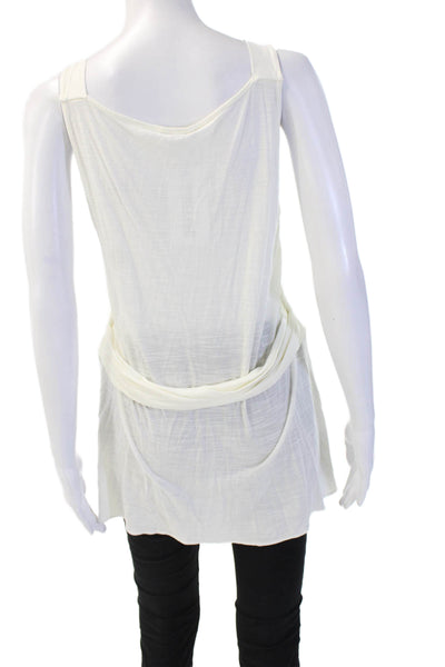 Ogle Womens Tunic Sleeveless White 100% Rayon Boho Size L