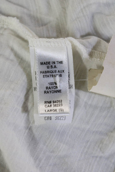 Ogle Womens Tunic Sleeveless White 100% Rayon Boho Size L