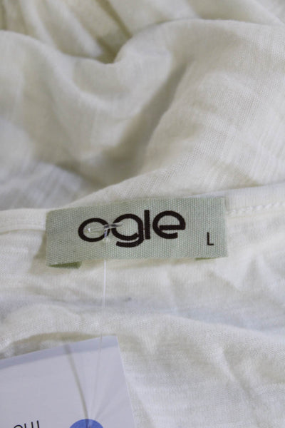 Ogle Womens Tunic Sleeveless White 100% Rayon Boho Size L