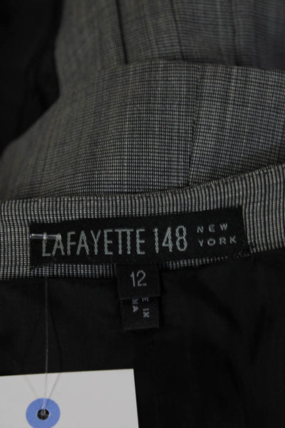 Lafayette 148 New York Women Camisole Wool Gray Check Drawstring Size 12