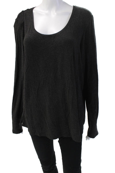 Eileen Fisher Womens Long Sleeve Top Black Round Neck Viscose Size 1X