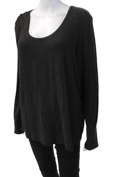 Eileen Fisher Womens Long Sleeve Top Black Round Neck Viscose Size 1X