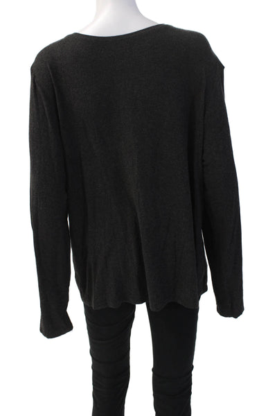 Eileen Fisher Womens Long Sleeve Top Black Round Neck Viscose Size 1X