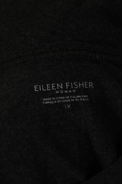 Eileen Fisher Womens Long Sleeve Top Black Round Neck Viscose Size 1X