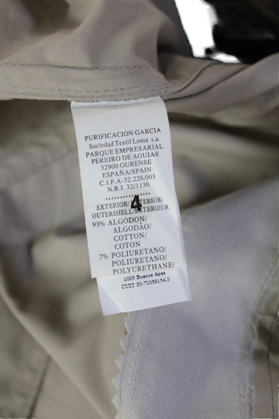 Carolina Herrera Womens Military Jacket Beige Cotton 3/4 Sleeve Size 14