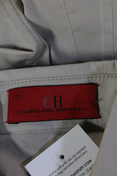 Carolina Herrera Womens Military Jacket Beige Cotton 3/4 Sleeve Size 14