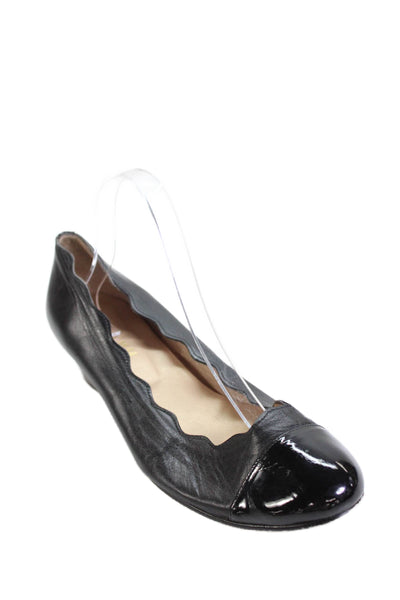 FS/NY Womens Cap Toe Scalloped Wedge Heels Shoes Black Size 10