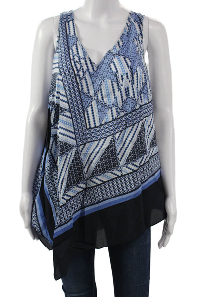 Nic + Zoe Women Bohemian Geometric V-Neck Sleeveless Tunic Black Cotton Size 1X