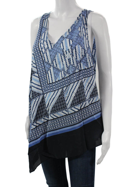Nic + Zoe Women Bohemian Geometric V-Neck Sleeveless Tunic Black Cotton Size 1X
