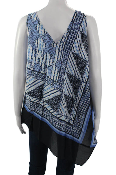 Nic + Zoe Women Bohemian Geometric V-Neck Sleeveless Tunic Black Cotton Size 1X