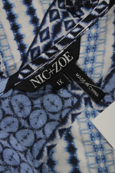 Nic + Zoe Women Bohemian Geometric V-Neck Sleeveless Tunic Black Cotton Size 1X