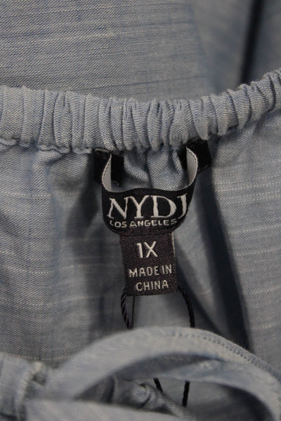 NYDJ Women Tunic Light Blue Round Neck 3/4 Sleeve Drawstring Size 1X