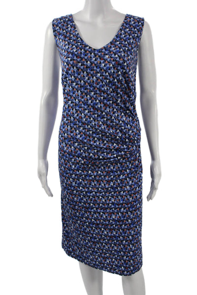 Nic + Zoe Women Sheath Tank Dress Blue Aztec V-Neck Sleeveless Size 2X