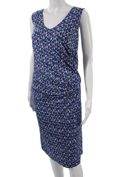 Nic + Zoe Women Sheath Tank Dress Blue Aztec V-Neck Sleeveless Size 2X