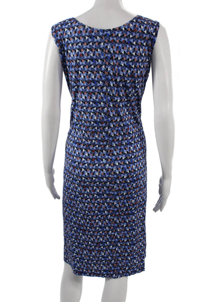 Nic + Zoe Women Sheath Tank Dress Blue Aztec V-Neck Sleeveless Size 2X