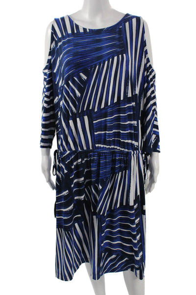 Calvin Klein Women Dark Blue Shift Dress 3/4 Sleeve Geometric Size 18W