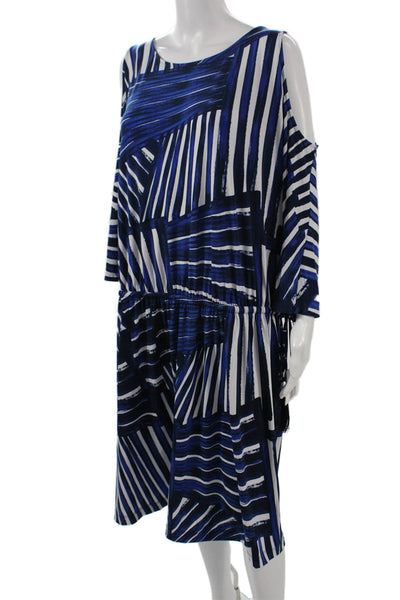 Calvin Klein Women Dark Blue Shift Dress 3/4 Sleeve Geometric Size 18W