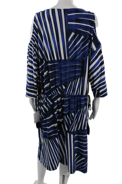 Calvin Klein Women Dark Blue Shift Dress 3/4 Sleeve Geometric Size 18W