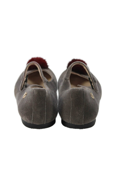 Venettini Girls Ankle Strap Dress Mary Jane Ballet Flats Gray Size 11.5
