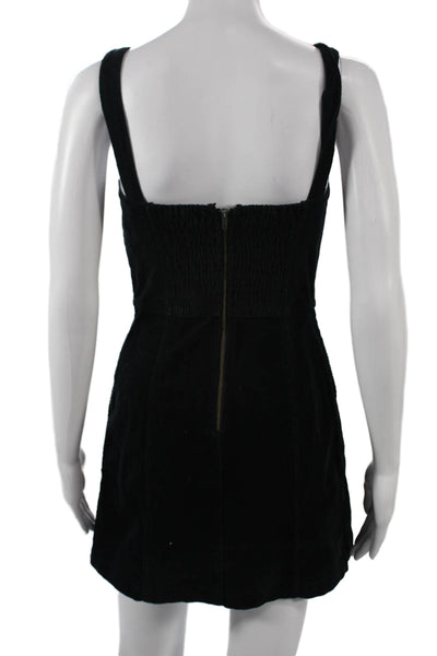 Alice + Olivia Womens Mini Overall Dress Black Zip Knee Length Size 0