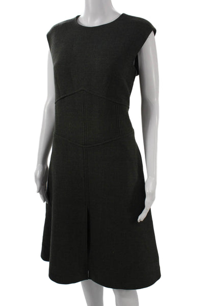 Brooks Brothers Womens A-Line Fit and Flare Dress Dark Gray Wool Blend Size 10