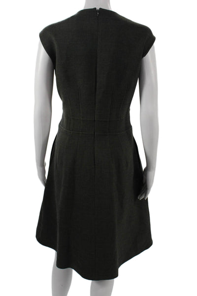 Brooks Brothers Womens A-Line Fit and Flare Dress Dark Gray Wool Blend Size 10