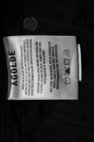 Agolde Women Ankle Skinny Black Jeans High Rise Button Size 25