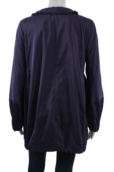 Moncler Women Purple Raincoat Windbreaker High Neck Drawstring Size 0