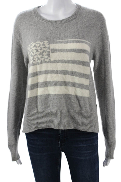 Kerri Rosenthal Womens Gray Cashmere Pullover Flag Size S