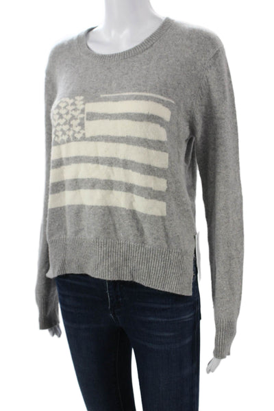 Kerri Rosenthal Womens Gray Cashmere Pullover Flag Size S