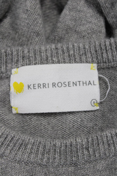 Kerri Rosenthal Womens Gray Cashmere Pullover Flag Size S