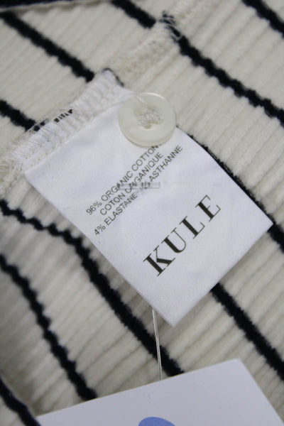 Kule Women Striped V Neck Bodycon T Shirt Dress Beige Organic Cotton Size S