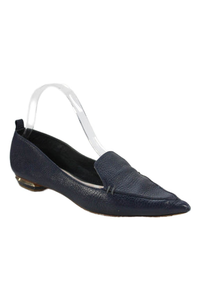 Nicholas Kirkwood Womens Leather Pointed Toe Ballet Flats Navy Blue Size 37 7