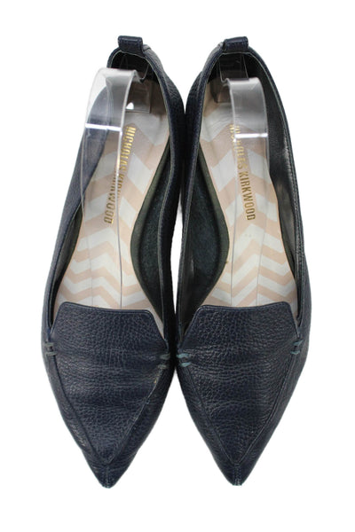 Nicholas Kirkwood Womens Leather Pointed Toe Ballet Flats Navy Blue Size 37 7